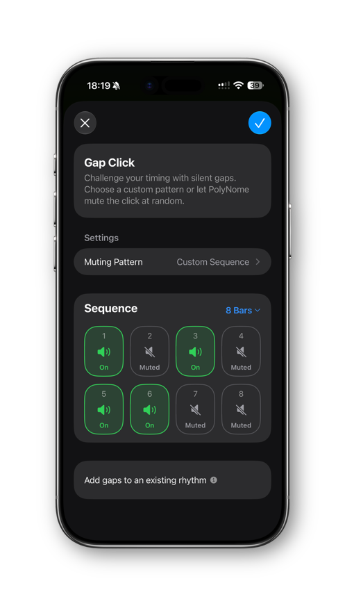 Gap-click sequence builder in PolyNome